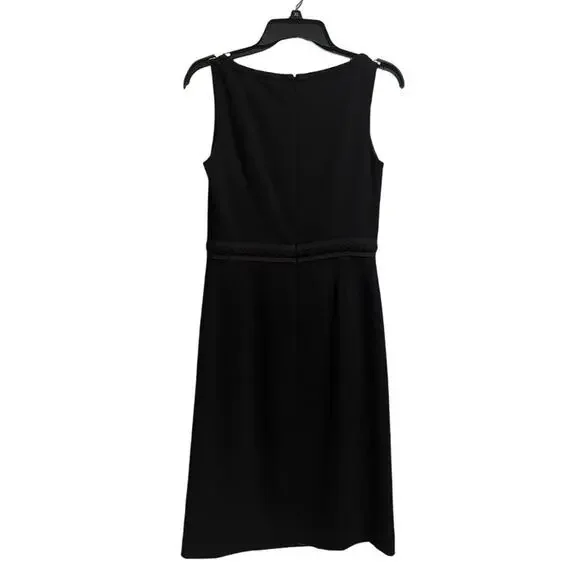 Ann Taylor Dress Womens Size 4 Black Sleeveless Ribbon Bow Tie Scoop Neckline - Picture 2 of 5